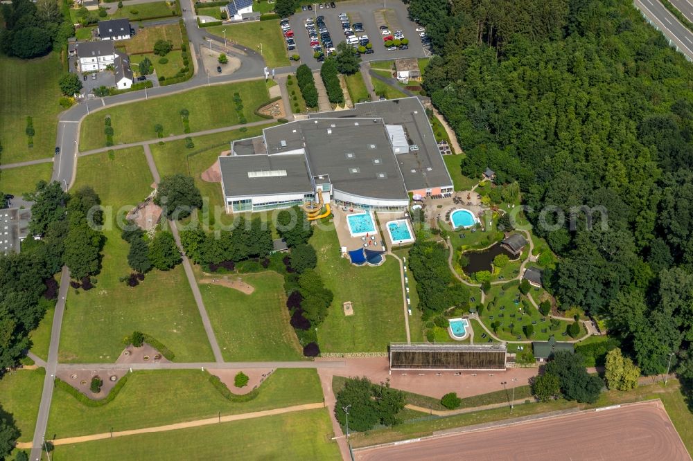 Aerial image Arnsberg - Spa and swimming pools at the swimming pool of the leisure facility NASS a?? Freizeitbad Arnsberg in Arnsberg in the state North Rhine-Westphalia, Germany