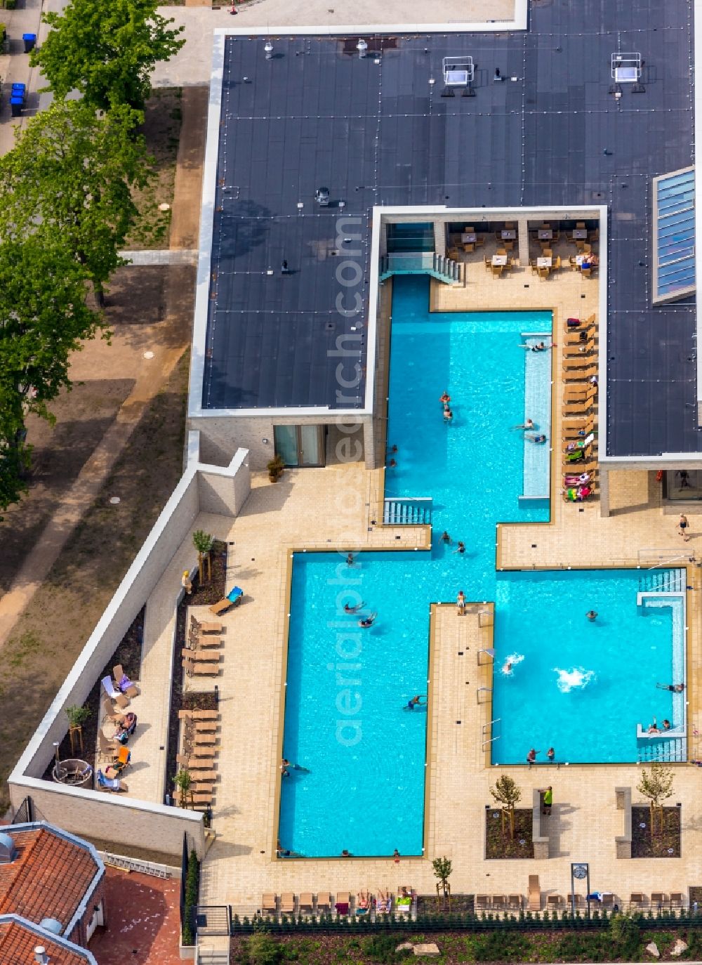 Aerial image Werne - Spa and swimming pool at the swimming pool of Recreation Natur-Solebad Werne GmbH in Werne in the state North Rhine-Westphalia