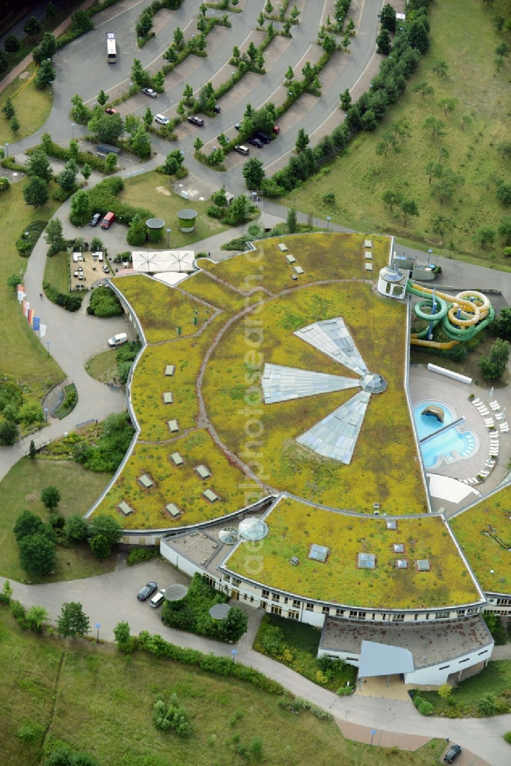 Aerial photograph Templin - Spa and swimming pools at the swimming pool of the leisure facility NaturThermeTemplin GmbH in Templin in the state Brandenburg