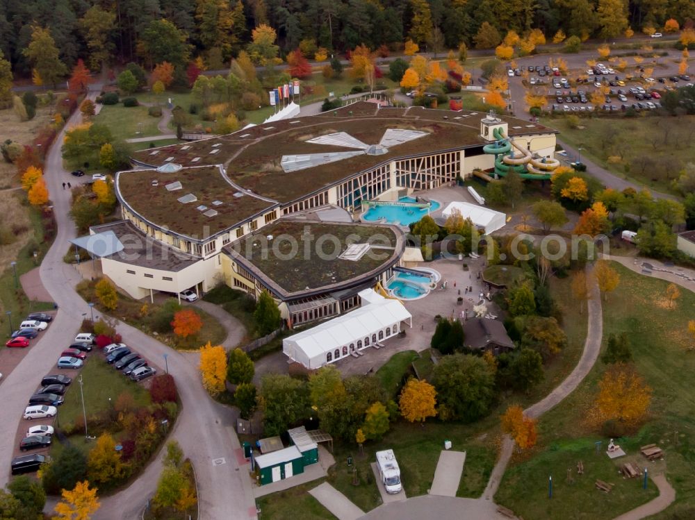 Aerial photograph Templin - Spa and swimming pools at the swimming pool of the leisure facility NaturThermeTemplin on Dargersdorfer Strasse in Templin in the state Brandenburg, Germany