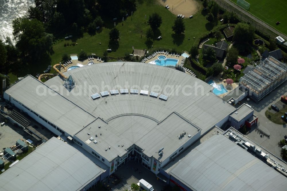 Aerial image Oranienburg - Spa and swimming pools at the swimming pool of the leisure facility TURM ErlebnisCity in Oranienburg in the state Brandenburg