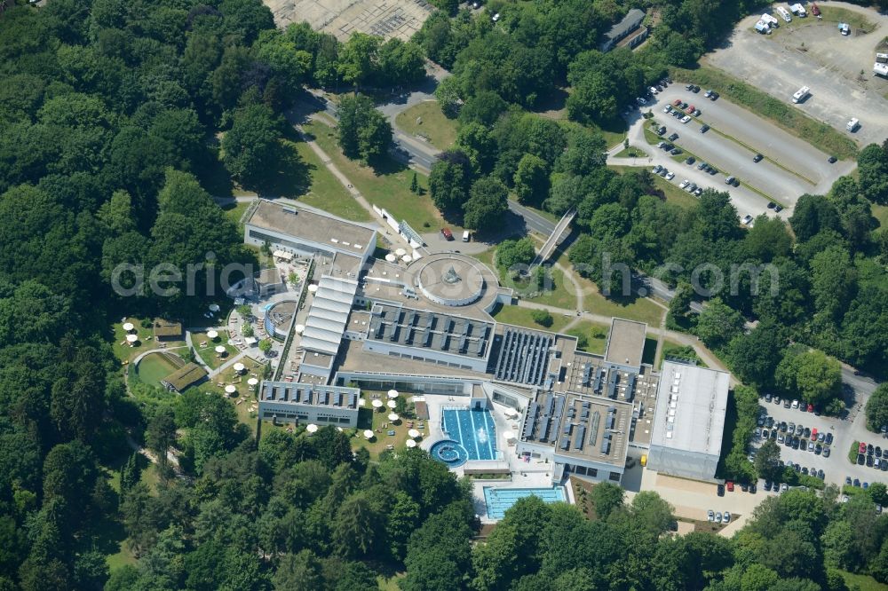 Bad Salzuflen from above - Spa and swimming pools at the swimming pool of the leisure facility VitaSol Therme GmbH in Bad Salzuflen in the state North Rhine-Westphalia