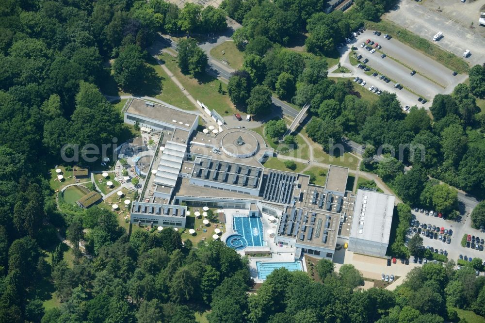 Aerial image Bad Salzuflen - Spa and swimming pools at the swimming pool of the leisure facility VitaSol Therme GmbH in Bad Salzuflen in the state North Rhine-Westphalia