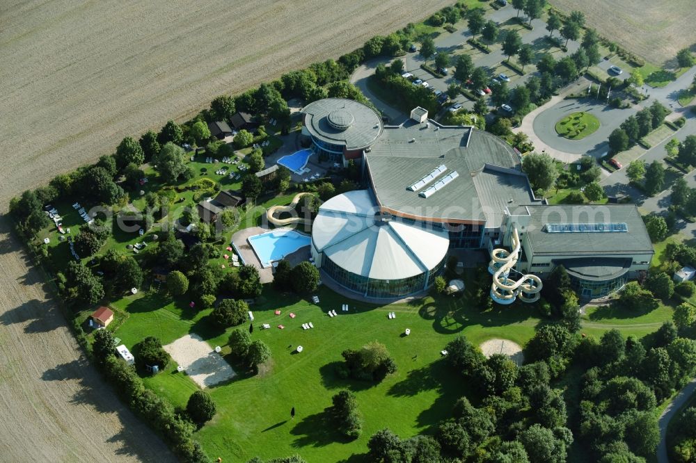 Zeulenroda-Triebes from above - Spa and swimming pools at the swimming pool of the leisure facility Waikiki Zeulenroda Am Birkenwege in Zeulenroda-Triebes in the state Thuringia, Germany