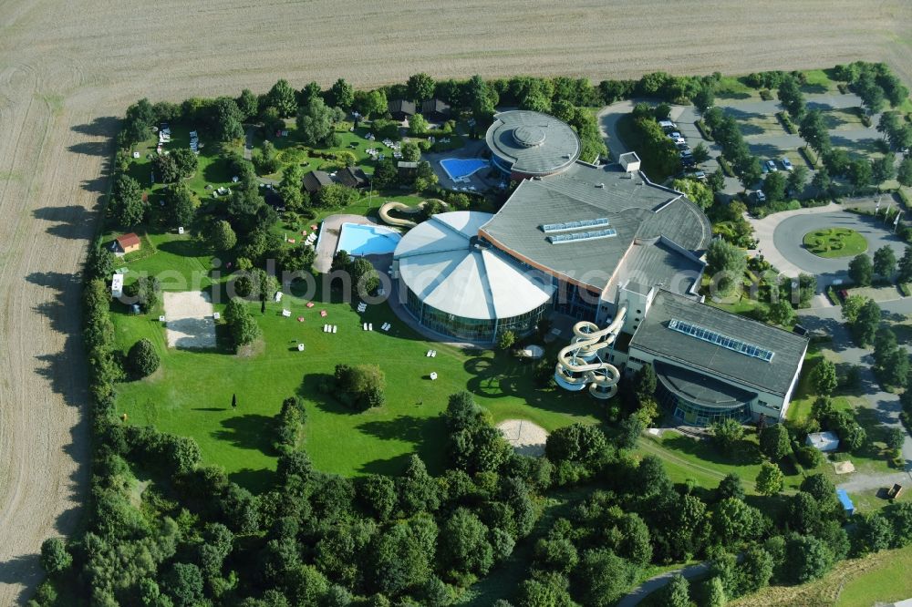 Zeulenroda-Triebes from the bird's eye view: Spa and swimming pools at the swimming pool of the leisure facility Waikiki Zeulenroda Am Birkenwege in Zeulenroda-Triebes in the state Thuringia, Germany