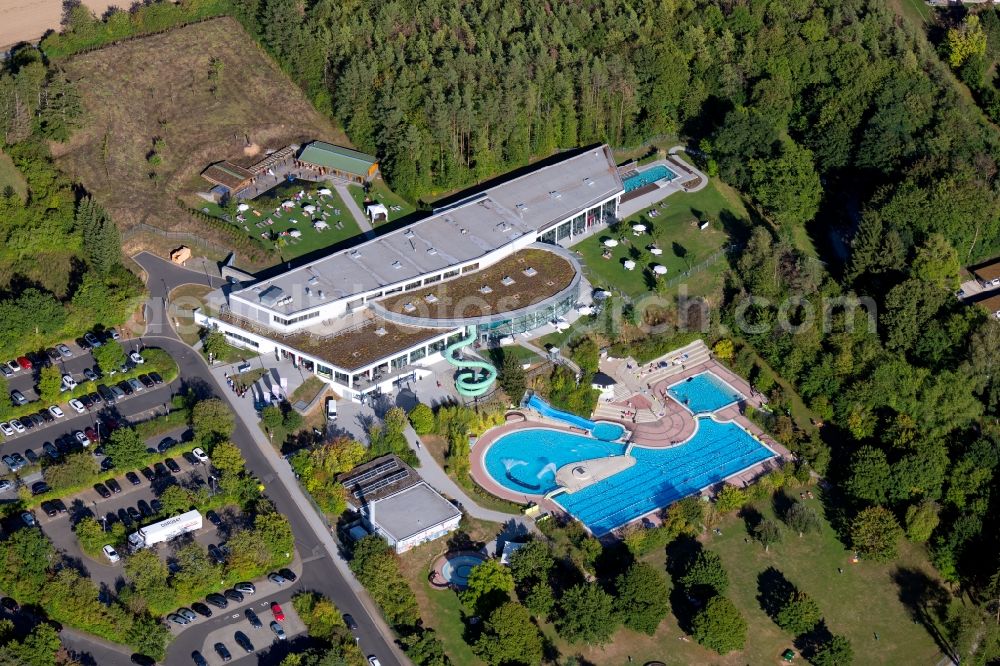 Aerial photograph Marktheidenfeld - Spa and swimming pools at the swimming pool of the leisure facility WONNEMAR in the district Eichenfuerst in Marktheidenfeld in the state Bavaria, Germany