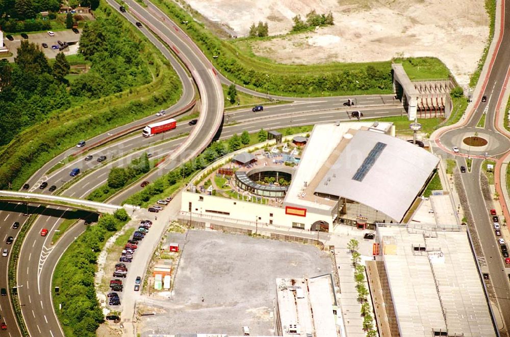 Aerial photograph Bielefeld / NRW - Therme und Spaßbad in Bielefeld am Hauptbahnhof. Datum: 26.05.03