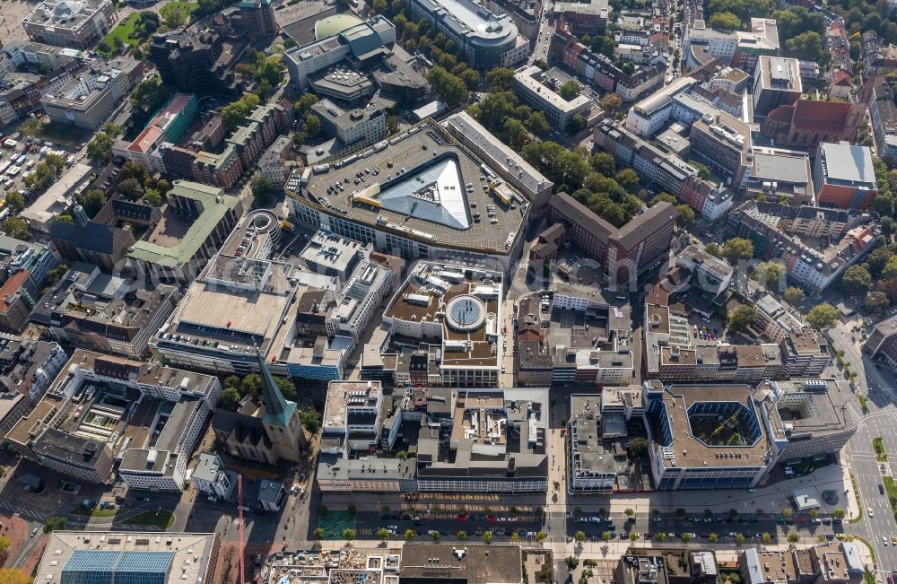 Dortmund from the bird's eye view: View of the new construction of the Thier Galerie in Dortmund in the state of North Rhine-Westphalia