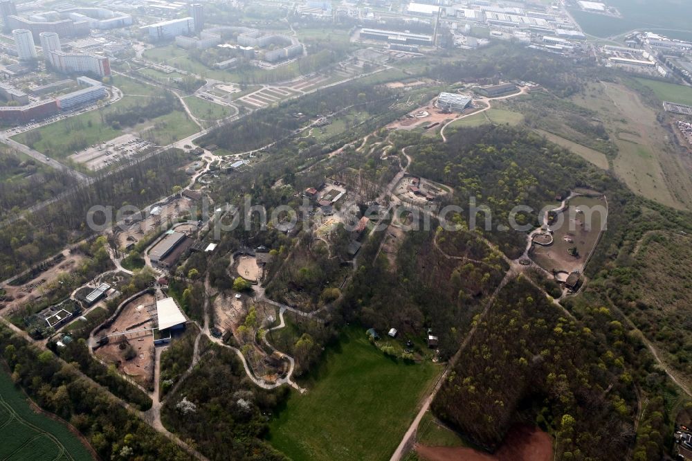 Erfurt from above - Thuringian Zoo Park at Red Mountain in Erfurt in Thuringia