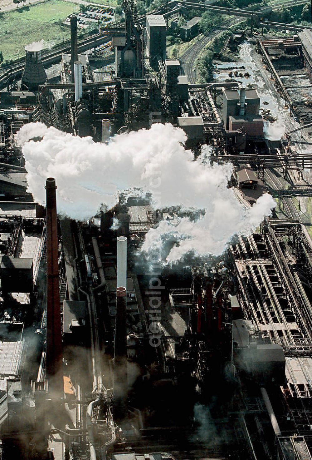 Duisburg from above - Blick auf das Thyssen Stahlwerk in Duisburg. Duisburg steelworks of the Thyssen company.