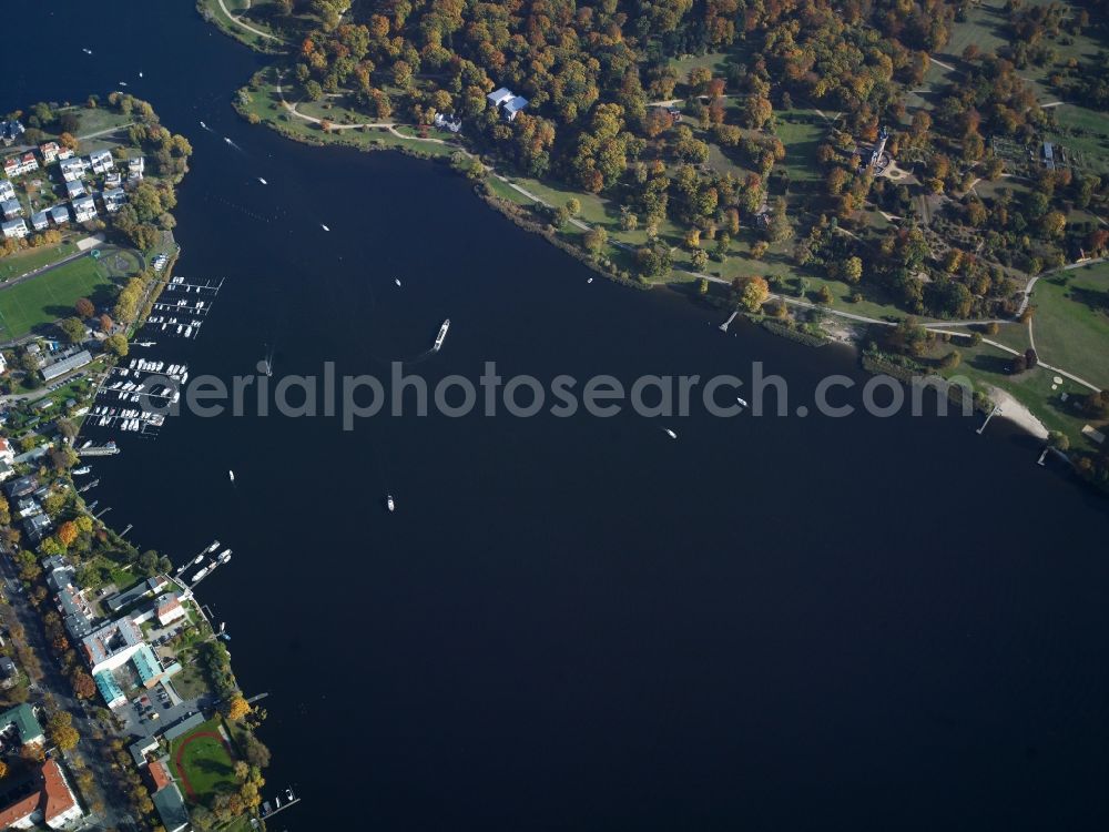 Potsdam from above - View of the lake Tiefer See in Potsdam in the state Brandenburg