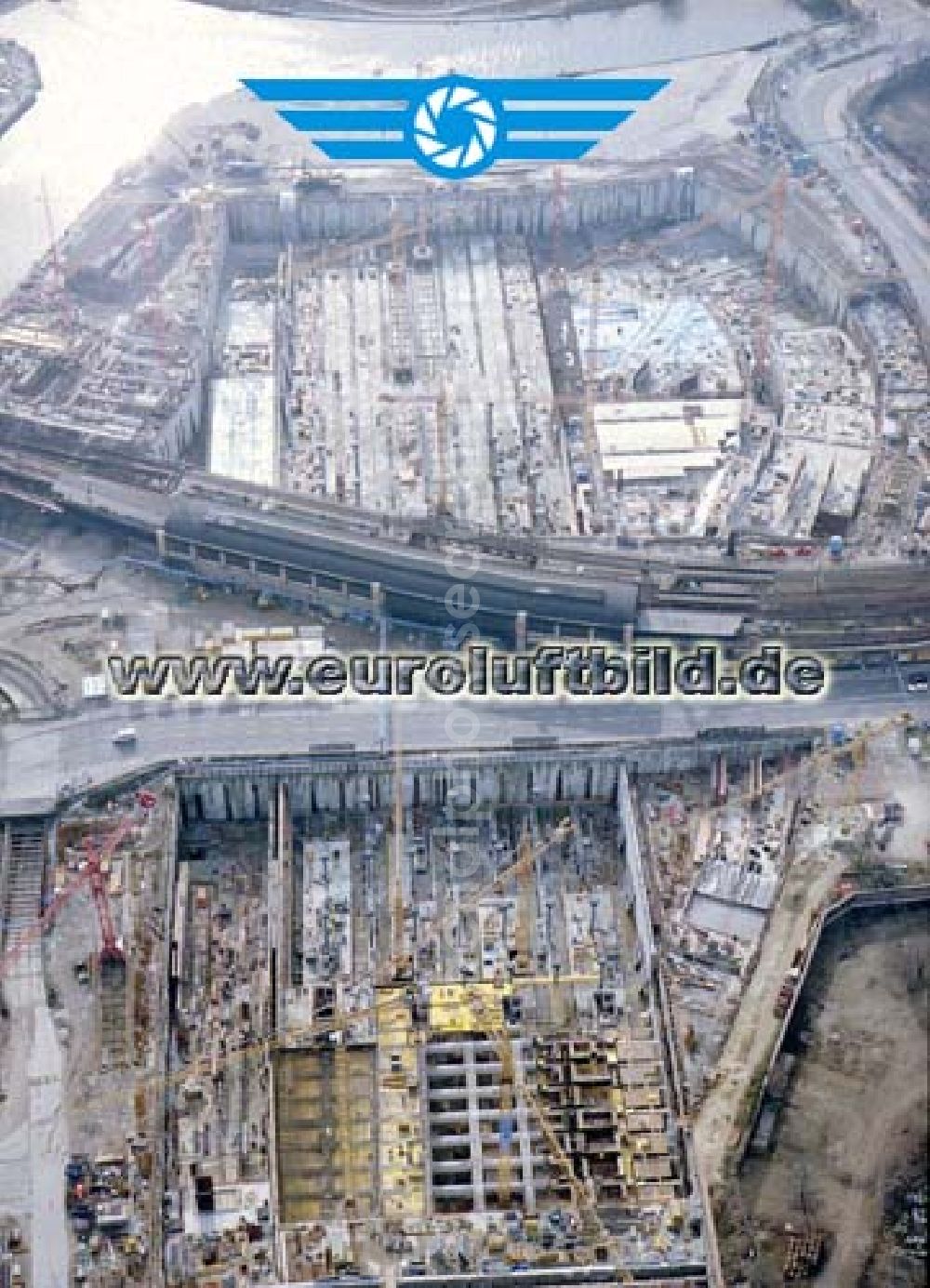 Aerial image Berlin - Tiergarten - Tiergartentunnelbau am Bereich des Lehrter Stadtbahnhofes in Berlin-Tiergarten.