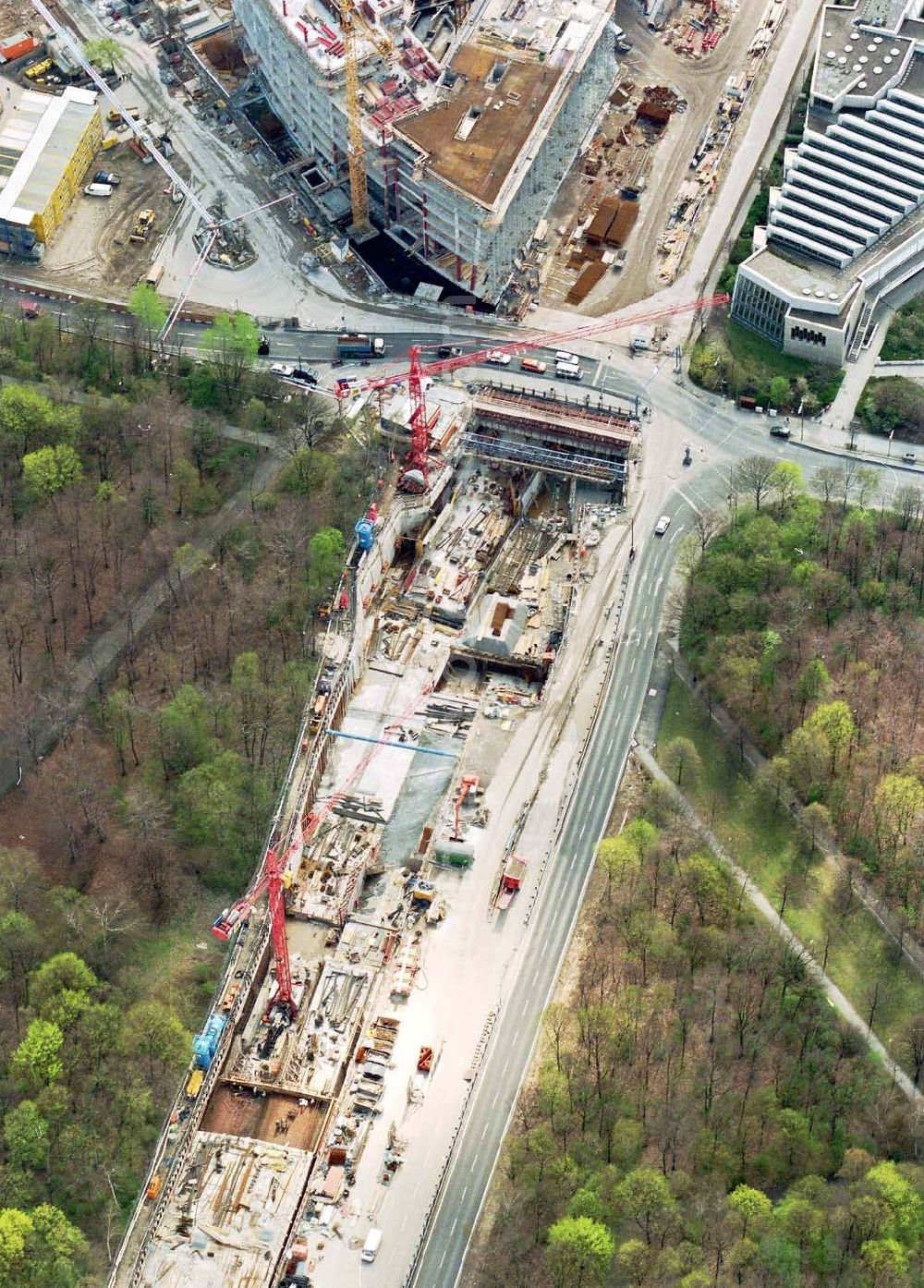 Aerial photograph Berlin-Tiergarten - Tiergartentunnelbau an der str. des 17. Juni.