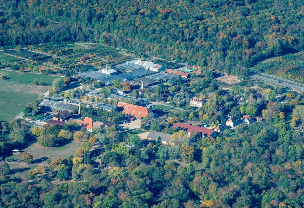 Aerial photograph Freiburg im Breisgau - Zoo grounds Freigehege and Stadtgaertnerei in Freiburg im Breisgau in the state Baden-Wurttemberg, Germany