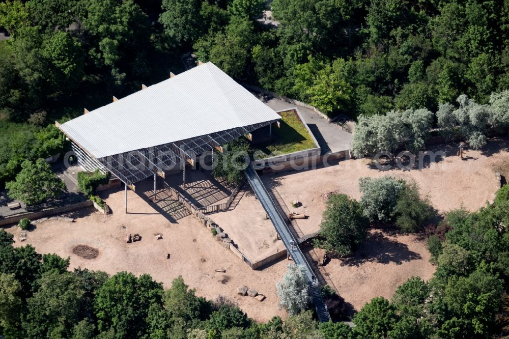 Erfurt from the bird's eye view: Animal breeding accommodation in Thueringer Zoopark Erfurt in the district Hohenwinden in Erfurt in the state Thuringia, Germany