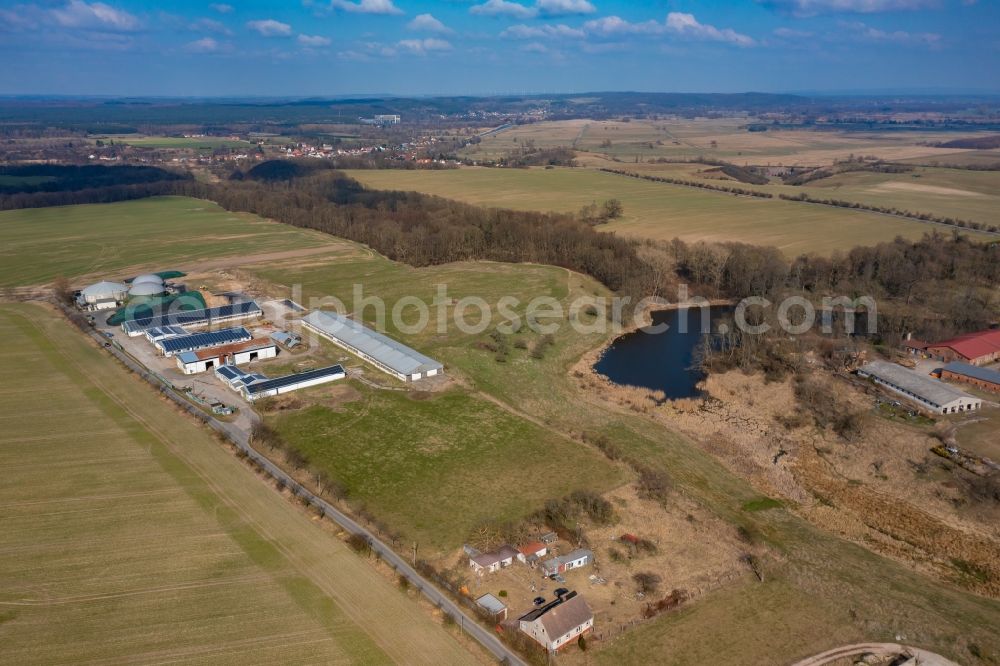 Aerial photograph Hohenfinow - Animal breeding stables Gut Hohenfinow Fleischerei in Hohenfinow in the state Brandenburg, Germany