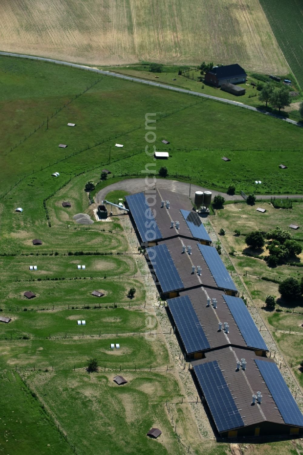 Aerial photograph Buchholz - Animal breeding equipment Livestock breeding for meat production in Buchholz in the state Mecklenburg - Western Pomerania