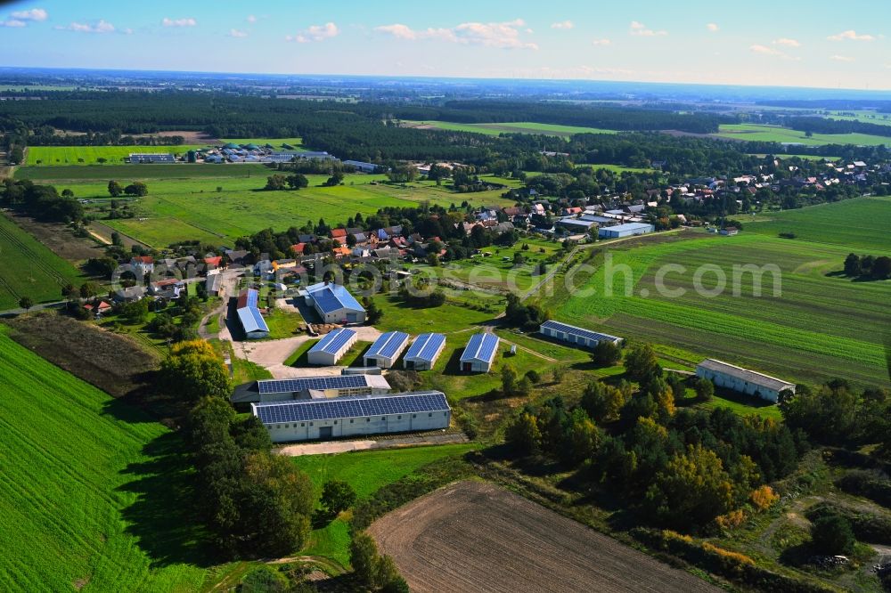 Aerial image Kakerbeck - Animal breeding equipment Livestock breeding for meat production in Kakerbeck in the state Saxony-Anhalt, Germany