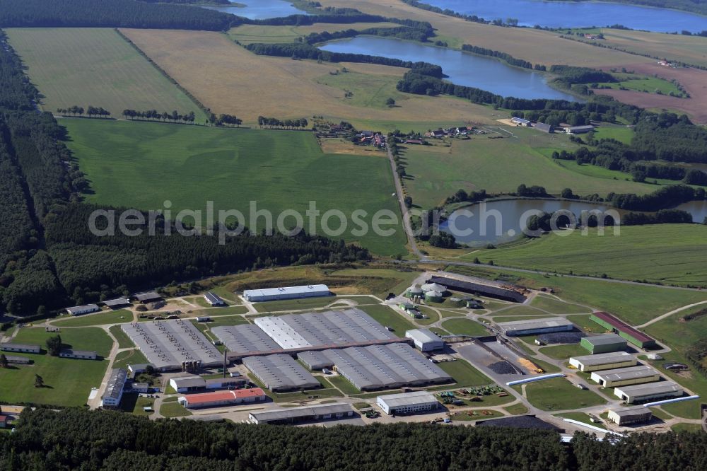 Aerial image Hohen Wangelin - Animal breeding equipment Livestock breeding for meat production of the Mueritz Fleischproduktions- gesellschaft mbH & Co. KG in Hohen Wangelin in the state Mecklenburg - Western Pomerania