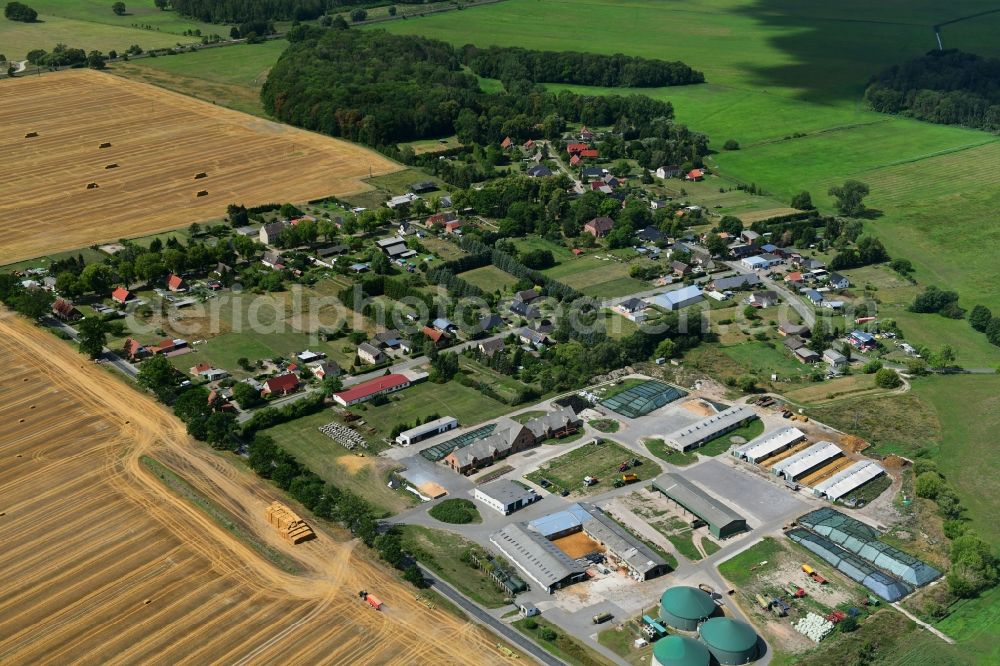 Neese from the bird's eye view: Animal breeding equipment Livestock breeding for meat production in Neese in the state Mecklenburg - Western Pomerania, Germany