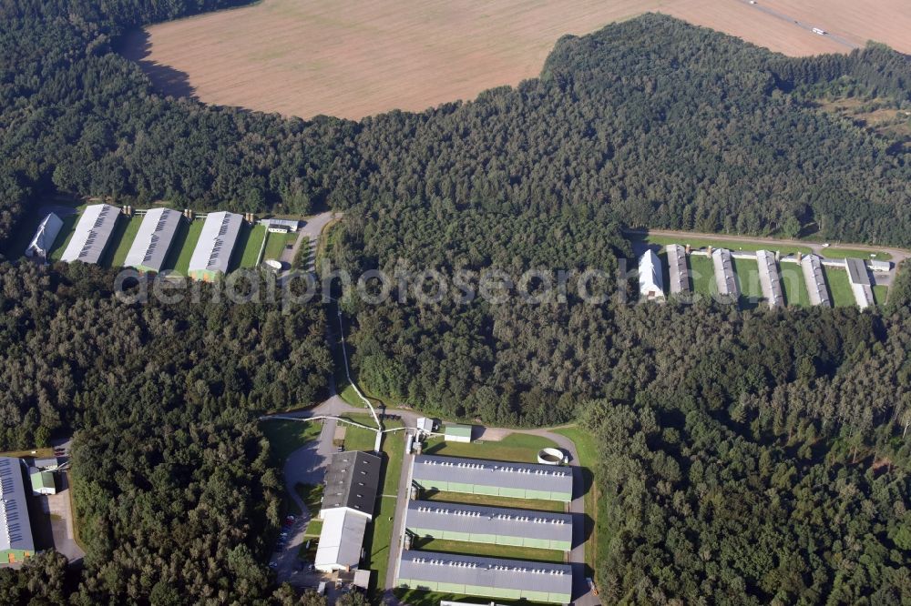 Aerial image Neukirchen/Erzgebirge - Animal breeding equipment Livestock breeding for meat production in Neukirchen/Erzgebirge in the state Saxony