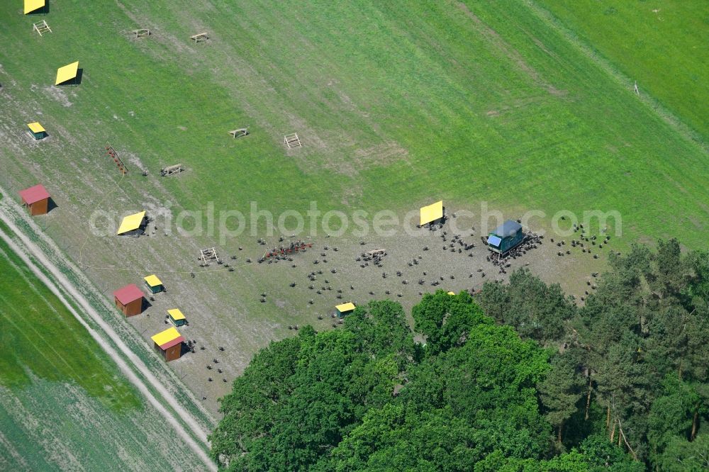 Ziegendorf from above - Animal breeding equipment Livestock breeding for meat production on a turkey farm in Ziegendorf in the state Mecklenburg - Western Pomerania, Germany