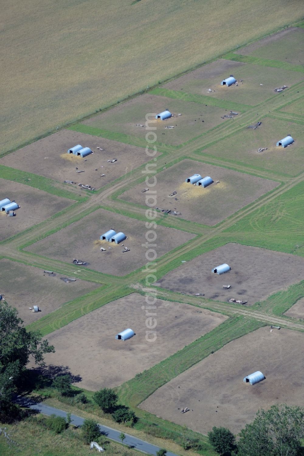 Rudow from above - Animal breeding equipment Livestock breeding for meat production in Rudow in the state Mecklenburg - Western Pomerania