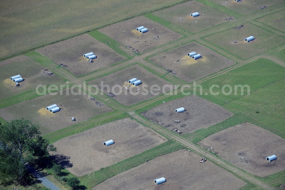 Rudow from the bird's eye view: Animal breeding equipment Livestock breeding for meat production in Rudow in the state Mecklenburg - Western Pomerania