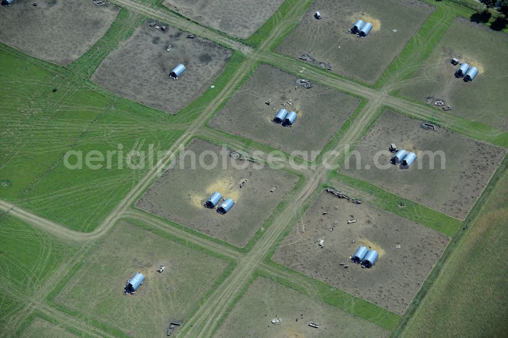 Rudow from the bird's eye view: Animal breeding equipment Livestock breeding for meat production in Rudow in the state Mecklenburg - Western Pomerania