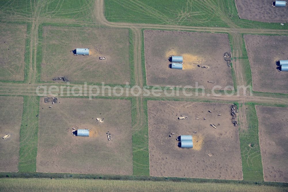 Aerial photograph Rudow - Animal breeding equipment Livestock breeding for meat production in Rudow in the state Mecklenburg - Western Pomerania