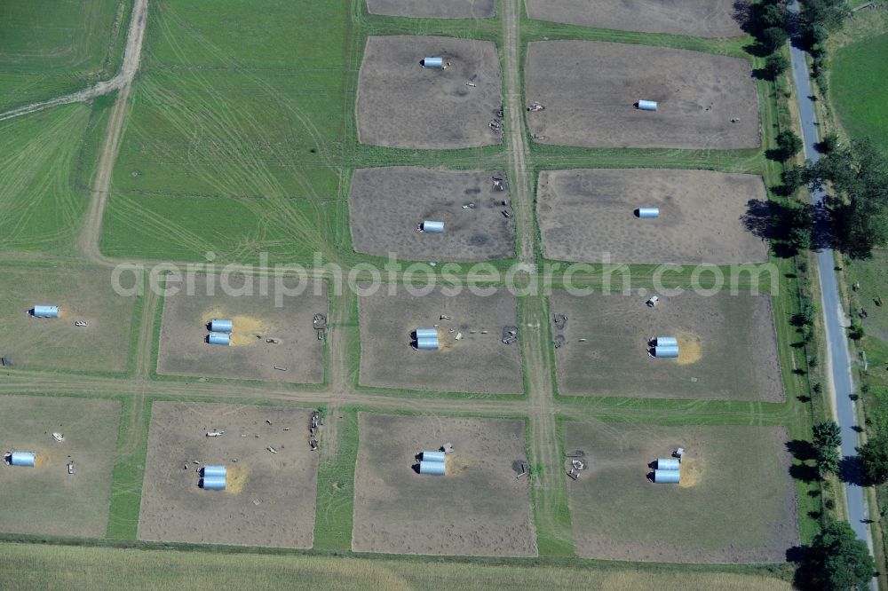 Rudow from above - Animal breeding equipment Livestock breeding for meat production in Rudow in the state Mecklenburg - Western Pomerania