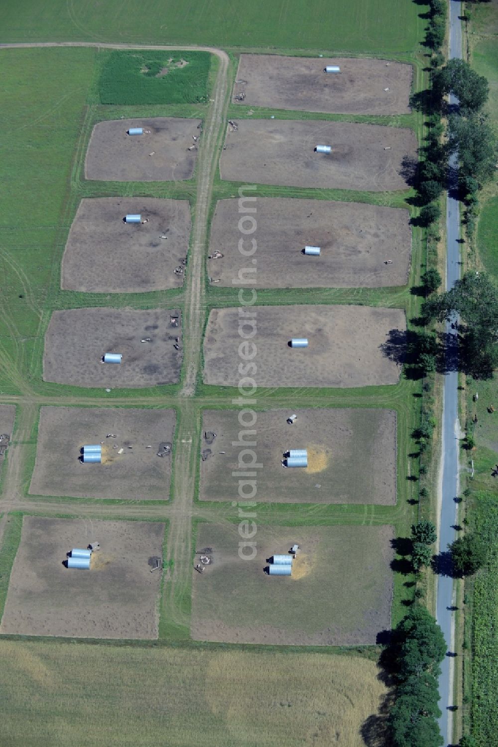 Rudow from the bird's eye view: Animal breeding equipment Livestock breeding for meat production in Rudow in the state Mecklenburg - Western Pomerania