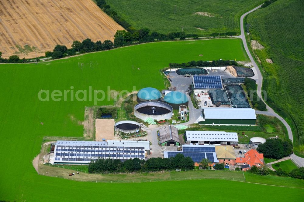 Schnarup-Thumby from above - Animal breeding equipment Livestock breeding for meat production in Schnarup-Thumby in the state Schleswig-Holstein, Germany