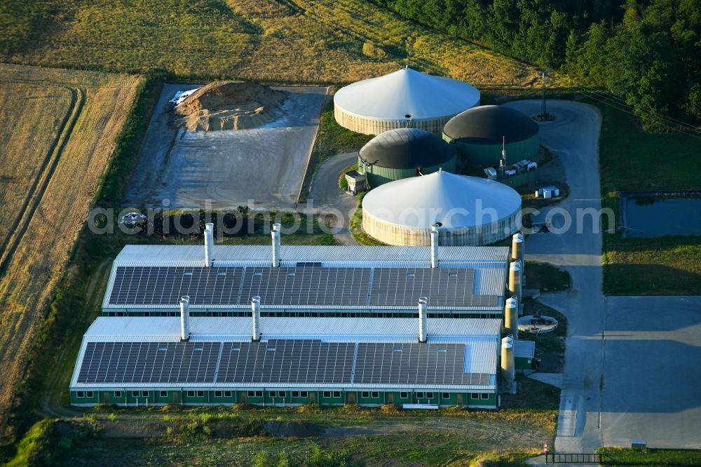 Vogelsang from the bird's eye view: Animal breeding equipment Livestock breeding for meat production in Vogelsang in the state Mecklenburg - Western Pomerania, Germany