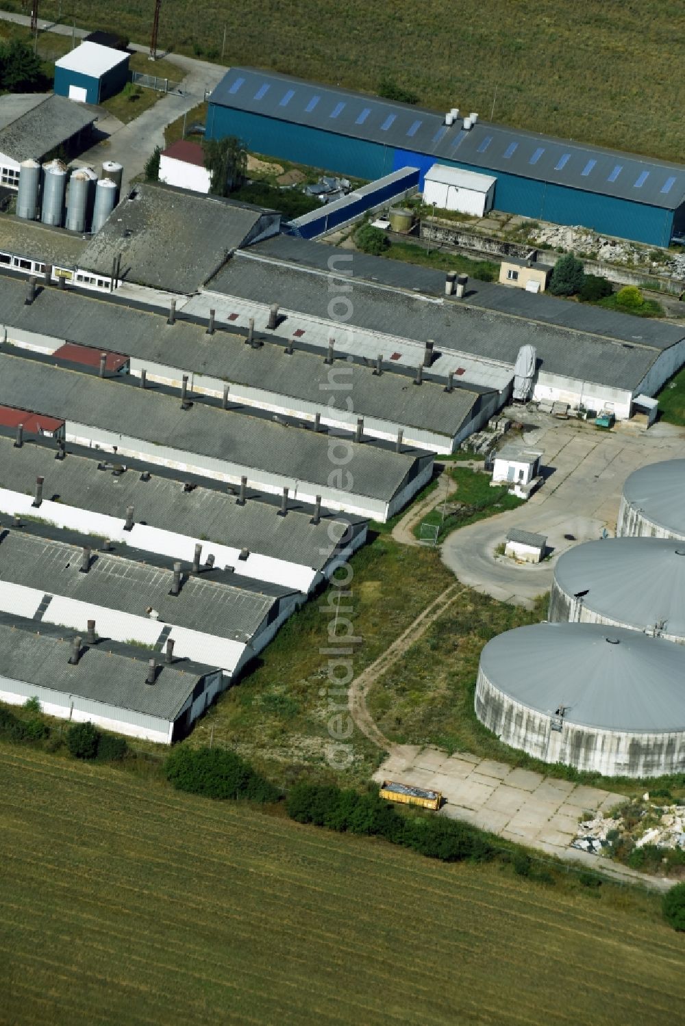 Aerial photograph Wellaune - Animal breeding equipment Livestock breeding for meat production in Wellaune in the state Saxony