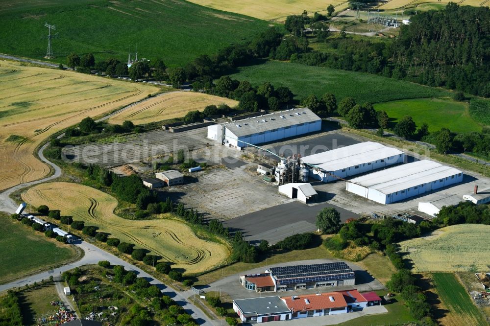 Aerial image Woldegk - Animal breeding equipment Livestock breeding for meat production in Woldegk in the state Mecklenburg - Western Pomerania, Germany