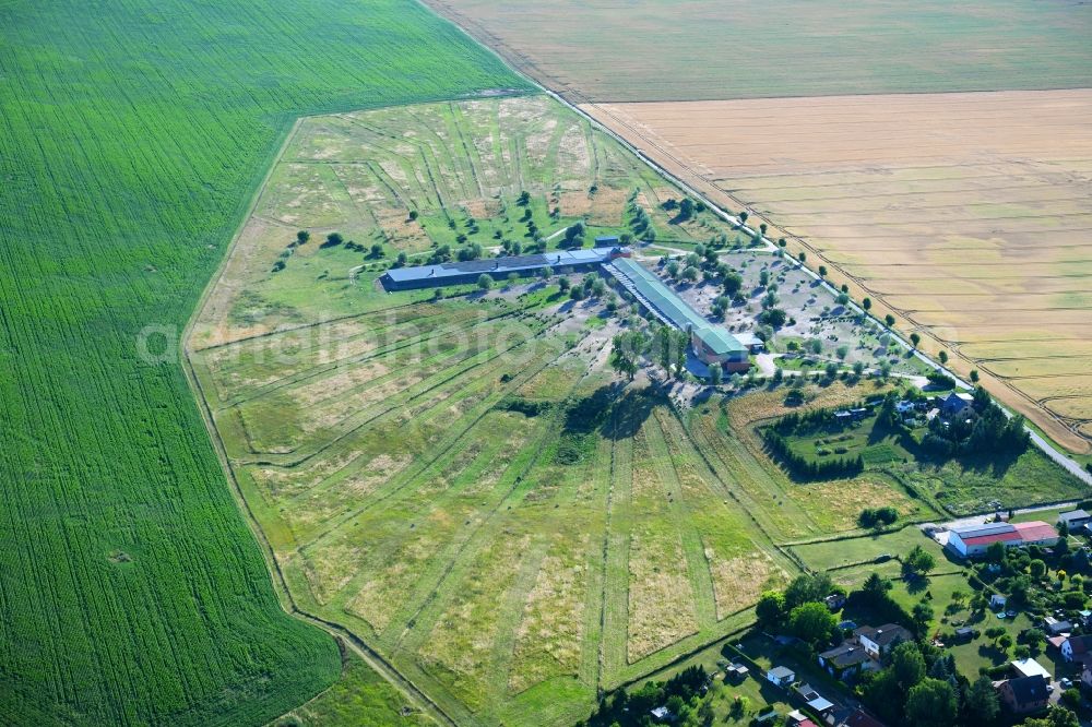 Sponholz from above - Stalled equipment for poultry farming and poultry production of Erdgut GmbH in Sponholz in the state Mecklenburg - Western Pomerania, Germany