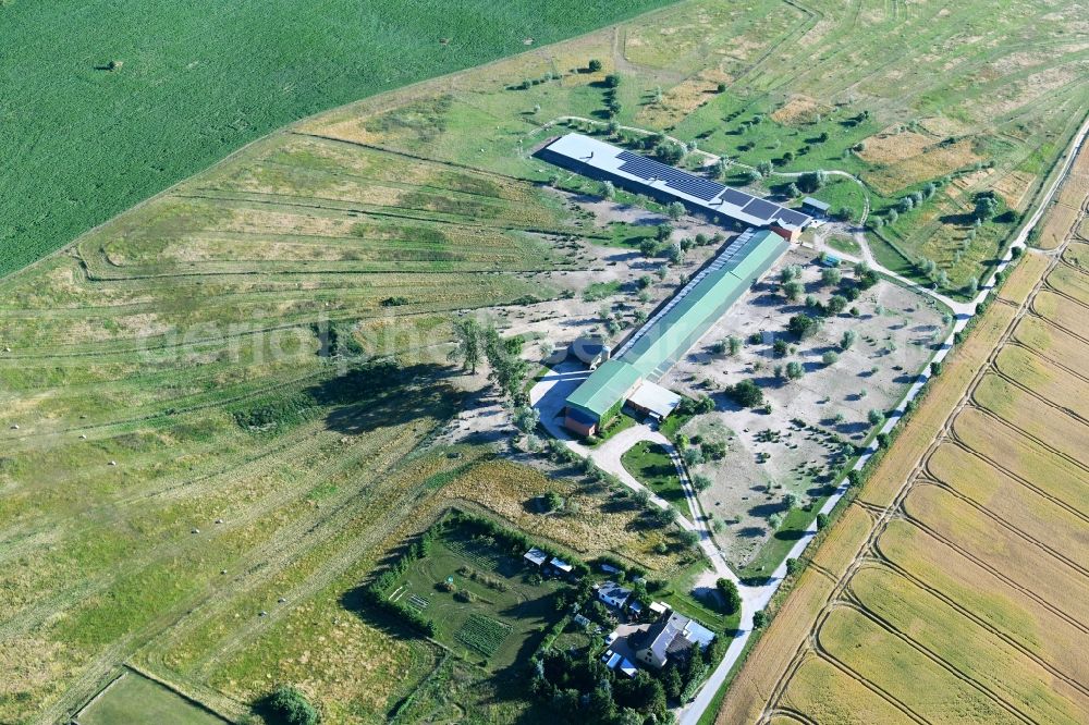 Sponholz from above - Stalled equipment for poultry farming and poultry production of Erdgut GmbH in Sponholz in the state Mecklenburg - Western Pomerania, Germany