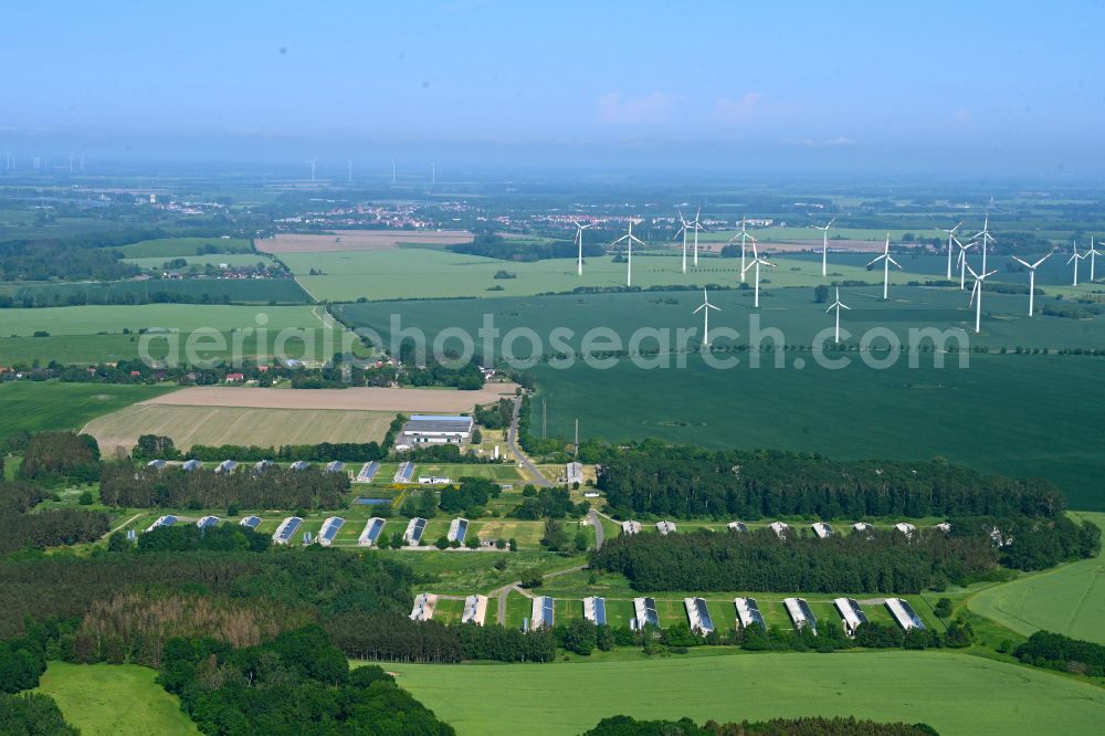 Wendisch Baggendorf from above - Stalled equipment for poultry farming and poultry production der Gefluegelhof Moeckern Zweig-NL of Lohmann & Co.AG in the district Bassin in Wendisch Baggendorf in the state Mecklenburg - Western Pomerania, Germany