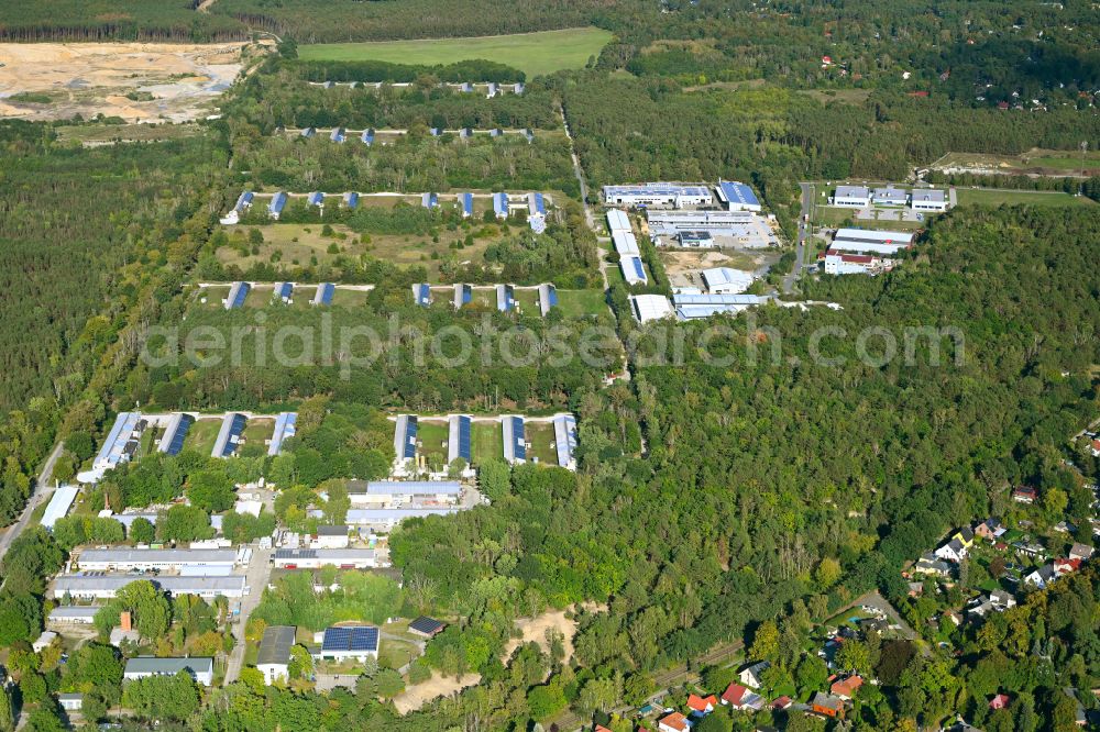 Aerial image Königs Wusterhausen - Stalled equipment for poultry farming and poultry production in the district Zernsdorf in Koenigs Wusterhausen in the state Brandenburg, Germany