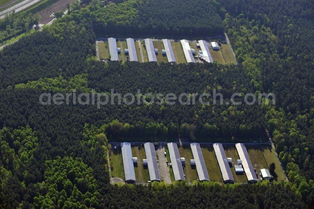 Aerial image Stahnsdorf - Stalled equipment for poultry farming and poultry production Storkower Gefluegelmast GmbH in Stahnsdorf in the state Brandenburg