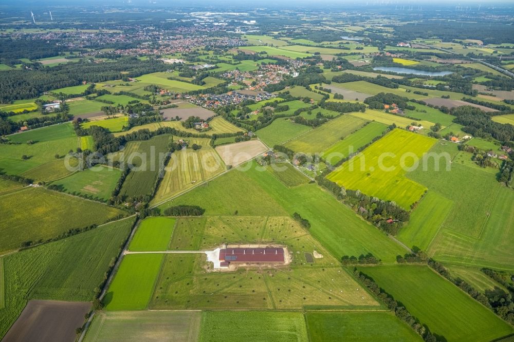 Suddendorf from above - Stalled equipment for poultry farming and poultry production in Suddendorf in the state Lower Saxony, Germany