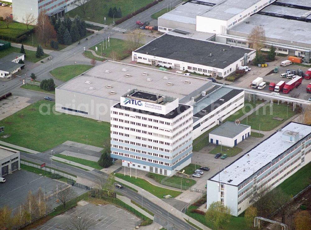 Chemnitz from the bird's eye view: 14.11.2004 Chemnitz Der TLG Gewerbepark Kiremun bietet am Chemnitzbogen ideale Bedingungen für Industrie, Handwerk, Gewerbe und Büros.TLG Gewerbepark Kiremun GmbH,Bornaer Straße 205,09114 Chemnitz,Geschäftsführer: Dipl.-Ing. Dipl.-Betriebswirt Michael Drechsler Handelsregister: HRB 1267, eingetragen beim Amtsgericht Chemnitz Telefon: (0049) 03 71 - 474 1001,Fax: (0049) 03 71 - 474 1005 eMail: info@kiremun.de,Achim Walder: