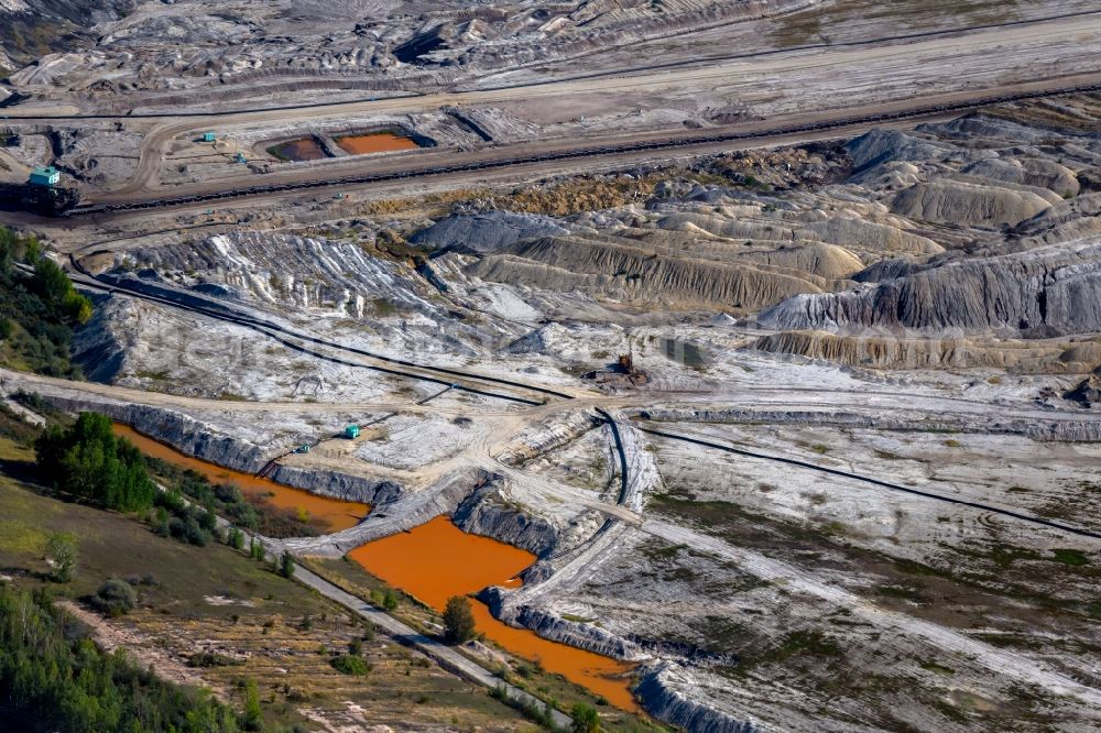 Aerial image Hohenmölsen - Ponds in the mining area - site of the lignite - opencast mine Profen in Hohenmolsen in the state Saxony-Anhalt, Germany