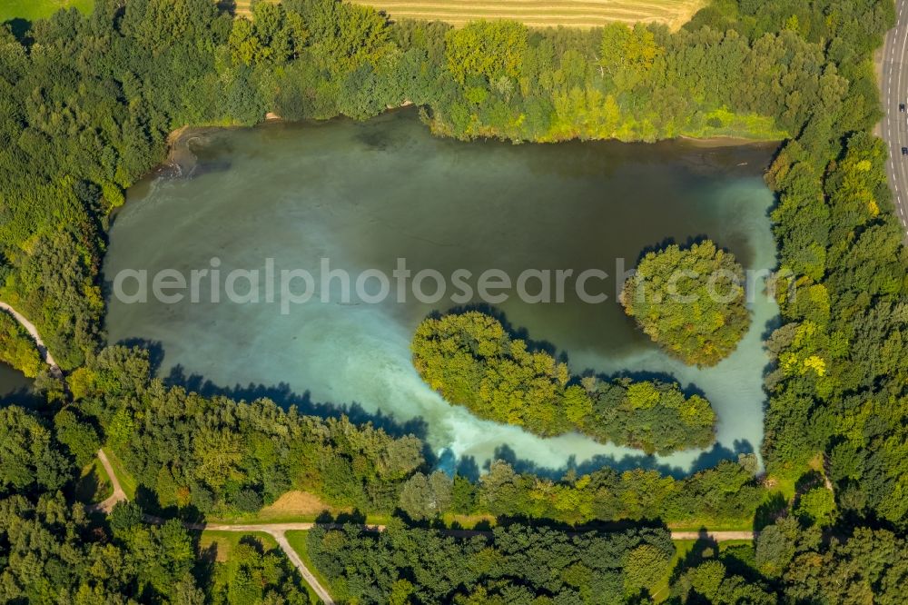 Bochum from the bird's eye view: Ponds and Morast- water surface in a pond landscape in Bochum in the state North Rhine-Westphalia, Germany