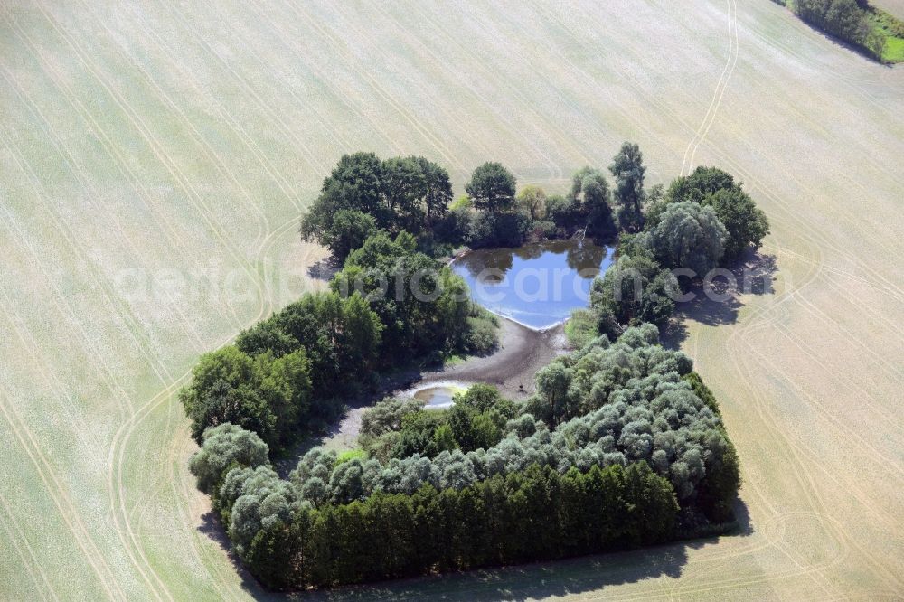 Aerial image Lindendorf - Pool oases on harvested agricultural fields in Lindendorf in the state Brandenburg