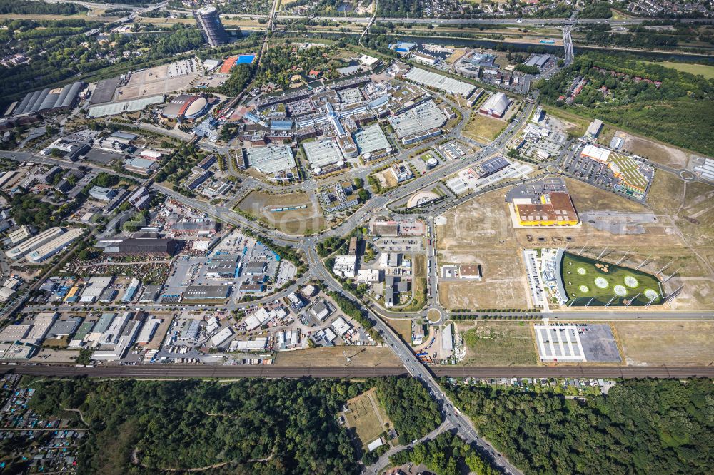 Aerial image Oberhausen - New construction site of the Topgolf facility in the BusinessPark.O industrial park on Brammenring in Oberhausen in the Ruhr area in the state of North Rhine-Westphalia, Germany