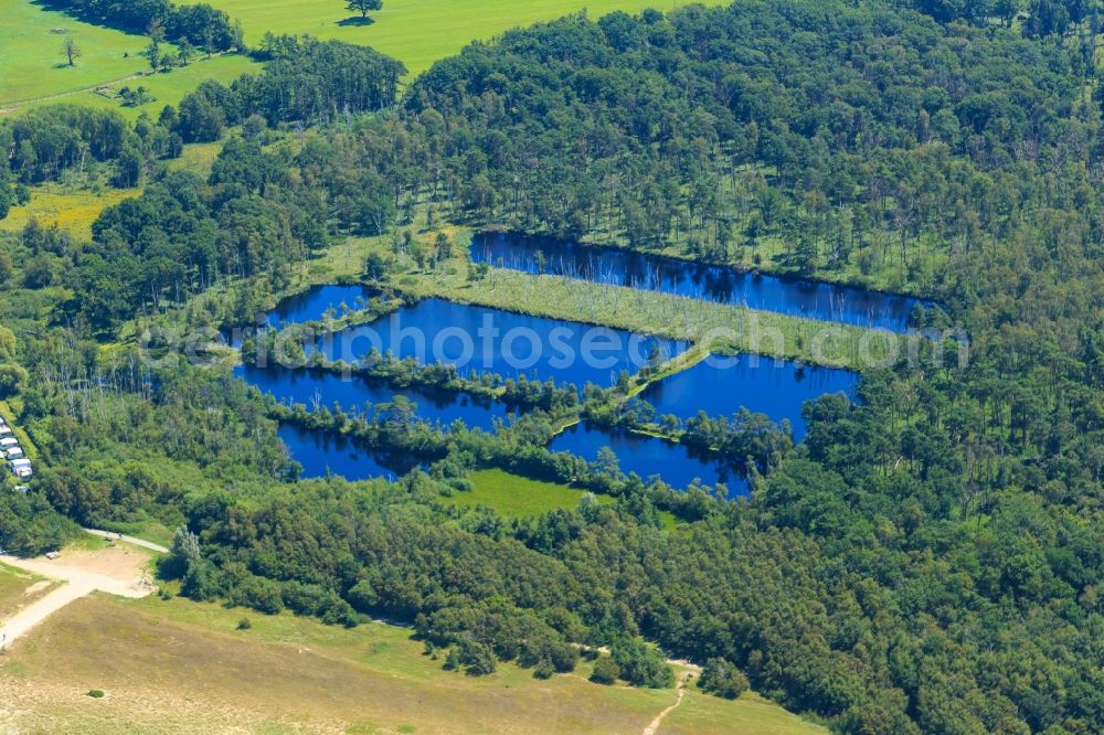 Aerial image Neuhaus - Peat and bog deposits in Neuhaus in the state Mecklenburg - Western Pomerania, Germany