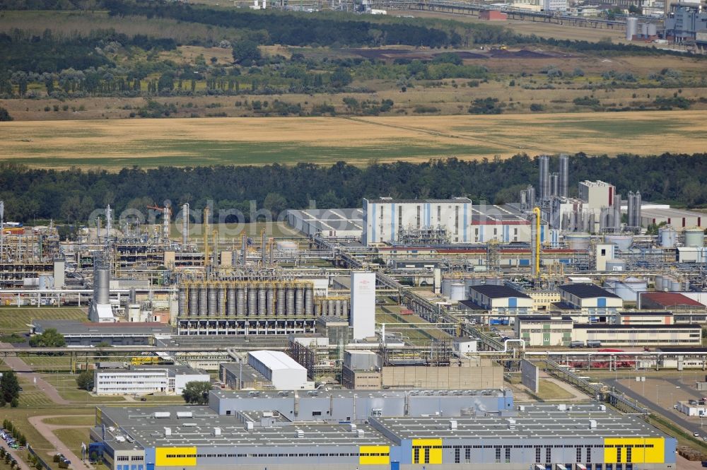 Aerial photograph Leuna - View at the TOTAL refinery in central Germany in Leuna in the federal state of Saxony-Anhalt. The TOTAL refinery chemical site Leuna is one of the most modern refineries in Europe