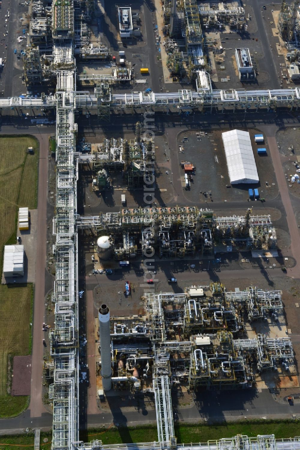 Aerial photograph Leuna - View at the TOTAL refinery in central Germany in Leuna in the federal state of Saxony-Anhalt. The TOTAL refinery chemical site Leuna is one of the most modern refineries in Europe